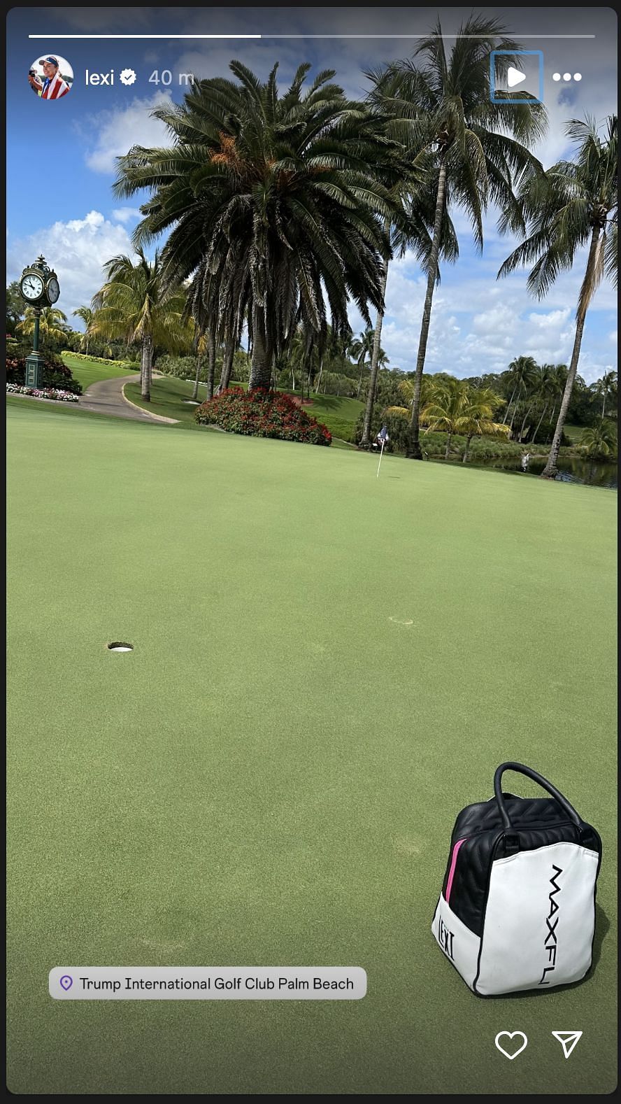 Lexi Thompson shares a picture from Trump International Golf Course - Source: via @lexi on Instagram